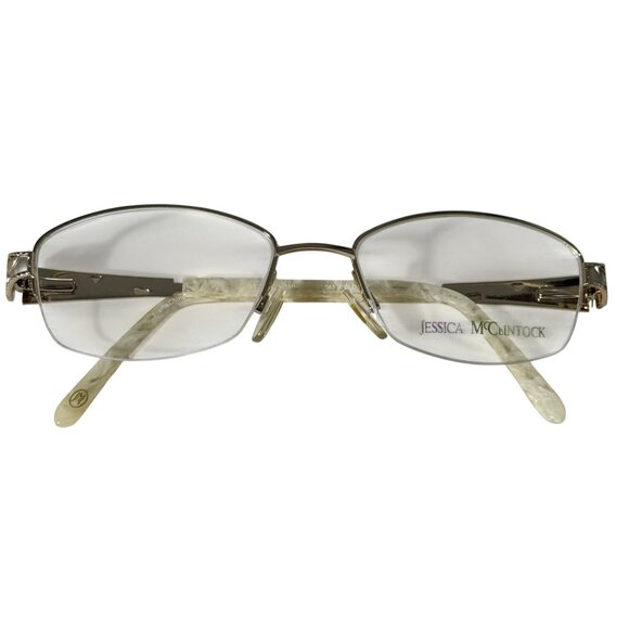 Jessica Mcclintock JMC 045 Eyeglasses Frame Women's Gold Metal Cat Eye 53-18-140 - Picture 10 of 11